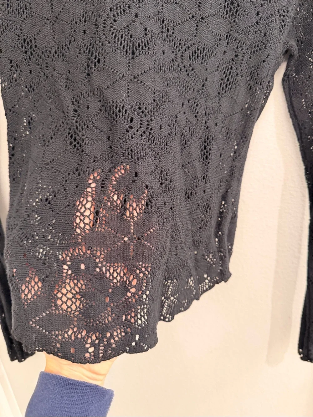 Free People Black Lace Long-Sleeve Women's Top